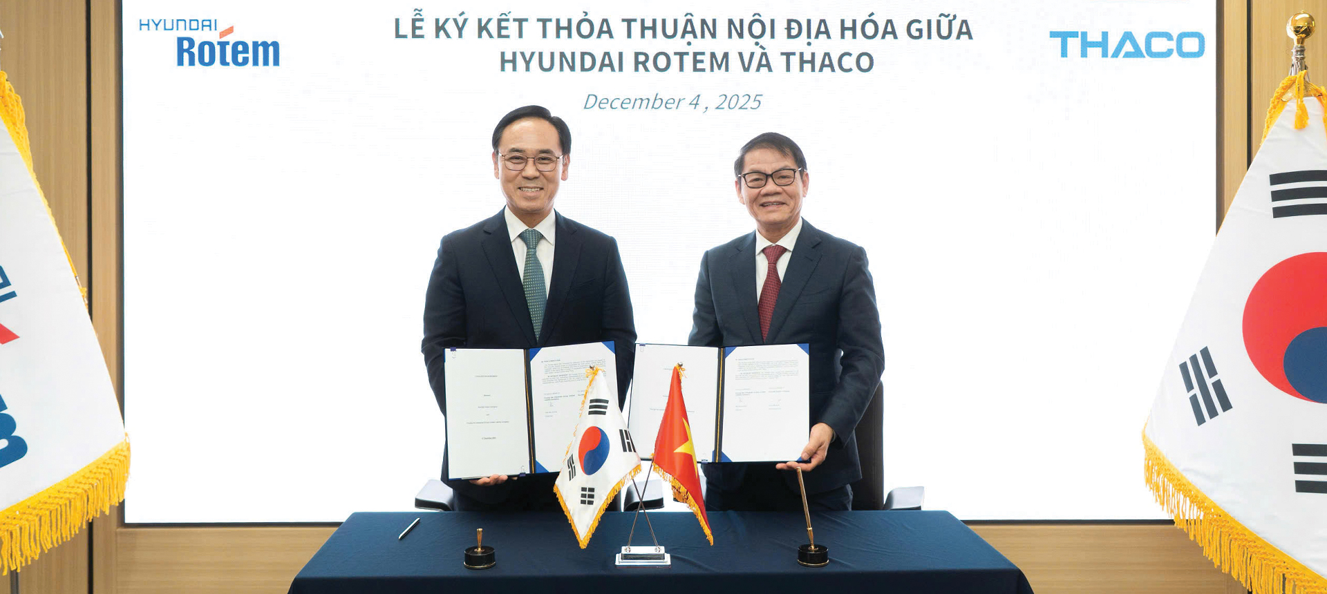 THACO signs localization agreement with Hyundai Rotem to develop railway industry in Vietnam